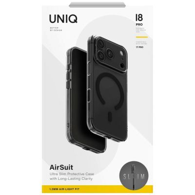 6. Uniq Airsuit Magclick Ladehülle für iPhone 18 Pro / 17 Pro – Schwarz