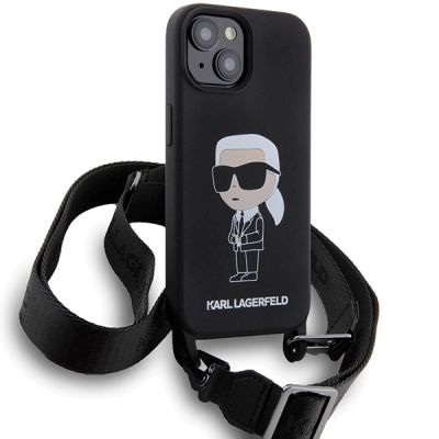 3. Karl Lagerfeld KLHCP15SSCBSKNK iPhone 15 6,1" Hardcase schwarz/schwarz Crossbody Silikon Ikonik
