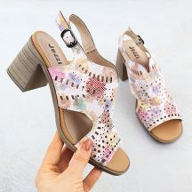 Damen-Sandalen mit hohem Absatz und durchbrochenem Blumenmuster, Modell Jezzi 24125