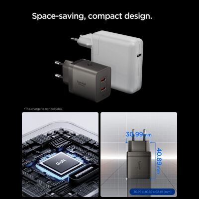 4. Spigen Essential EE472EU-GAN 2-Port 47W Wandladegerät – Dunkelgrau