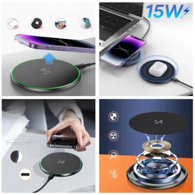 2. Wozinsky WLI-01Y 15W Qi Induktives Ladegerät mit USB-C Kabel - Schwarz