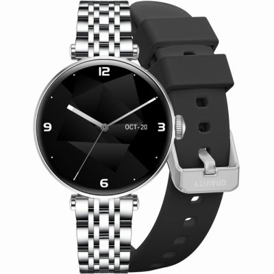 Smartwatch Gravity Silber Schwarz 2 Armbänder GT26-9