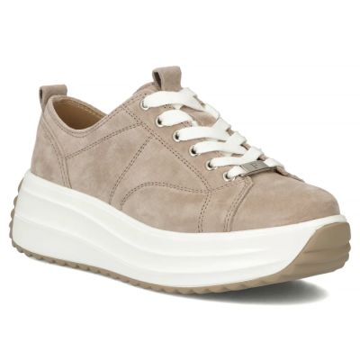 Beige Damen-Plateauschuhe aus Leder, Modell Filippo DP6795