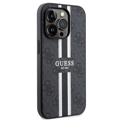 4. Guess 4G Printed Stripes MagSafe-Hülle für iPhone 15 Pro Max – Schwarz