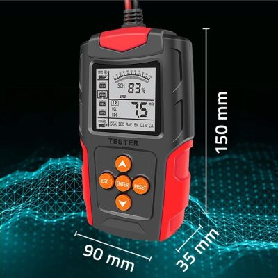 4. QOLTEC Batterietester mit LCD-Anzeige | 12 V | 24 V | 3 Ah–200 Ah