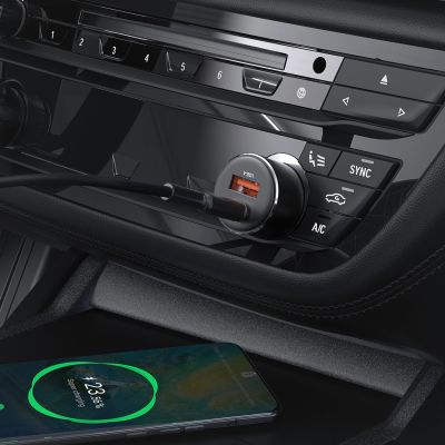 5. Acefast B12 Autoladegerät 60W USB-A / USB-C - Schwarz