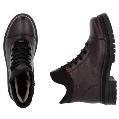 11. Gefütterte Damen-Trapperstiefel in Burgunderrot, Modell Rieker Y3163-35