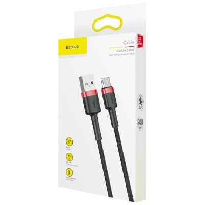 15. BASEUS CAFULE CABLE 2A 2M (ROT-SCHWARZ)