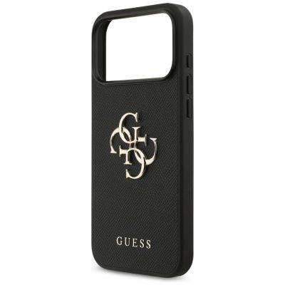 6. Guess Grained Big 4G & Classic Logo Hülle für iPhone 17 Pro Max - Schwarz