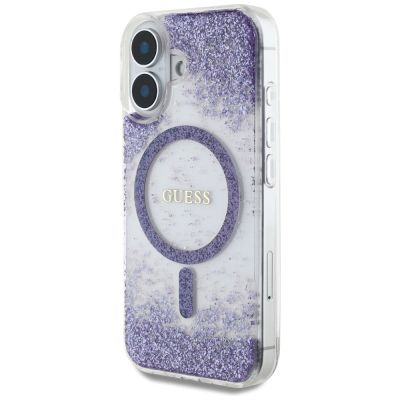2. Guess HC Resin Bottom Glitter MagSafe iPhone 16 Hülle - Lila
