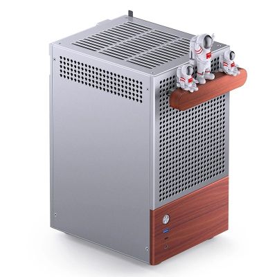 20. Jonsbo T6 Mini-Tower-PC-Gehäuse, Mini-ITX, gehärtetes Glas, Holz – Silber