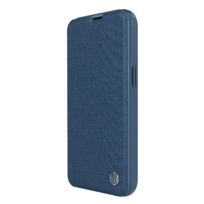 3. Nillkin Qin Cloth Pro Case Hülle für iPhone 14 Plus Kamera Cover Holster Cover Flip Case Blau