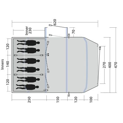 3. Outwell Montana 6 Air 6-Personen-Tunnelzelt, grün/grau