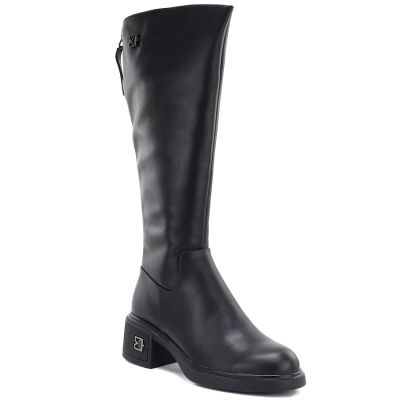 10. Schwarze Damen-Ankle-Boots aus Leder, Vinceza FIO27-67056