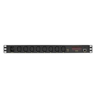 LogiLink PDU8P01 PDU-Stromverteilungseinheit mit 8 Netzwerkanschlüssen, 1 HE, Schwarz
