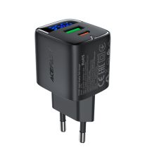Acefast A116 GaN PD 35W USB-A USB-C Wandladegerät mit Display - Schwarz