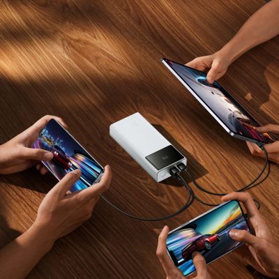 12. Baseus EnerFill FP41 30000mAh 22.5W Powerbank mit Baseus Simple USB-A - USB-C 3A 30cm Kabel - Weiß