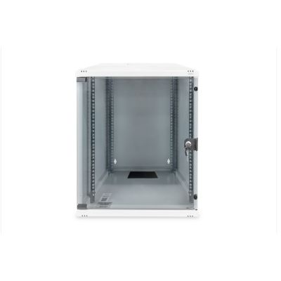 3. Digitus 19" 12HE Wand-Netzwerkschrank, 540 x 400 mm, Glastür, grau, ungeteilt, unmontiert, 60 kg