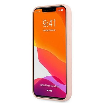 4. Guess GUHMP13MLSLMGLP iPhone 13 6.1" Hellrosa/Hellrosa Hardcase Silikonschrift Gold Logo Magsafe