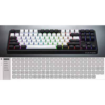 16. HATOR Rockfall 3 TKL Kabellose Tastatur Universal USB + RF + Bluetooth QWERTZ Englisch Weiß