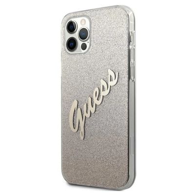 2. Guess GUHCP12LPCUGLSGO iPhone 12 Pro Max 6,7" Gold/Gold Hardcase Glitter Gradient Script