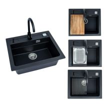 Spüle ATROX30 G91 mit Mischbatterie, Schwarz