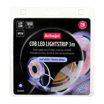 4. 3 m COB-LED-Streifen mit Netzteil, kaltweiß, Schutzart IP20