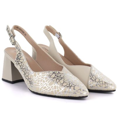 3. Beige Lederpumps mit Riemen, Campbell 35306
