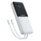 Baseus Lipow 10000mAh 22,5W Powerbank mit zwei integrierten Kabeln (inkl. Baseus Simple USB-A-auf-USB-C-Kabel, 3A, 20 cm) – weiß