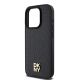 6. DKNY MagSafe-Hülle aus Leder mit Monogrammmuster und Metalllogo für iPhone 15 Pro – Schwarz