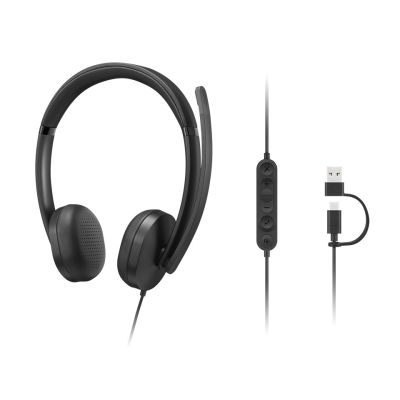 6. Lenovo 5000 Kabelgebundenes VoIP-Headset mit Mikrofon, USB-A/C, Schwarz