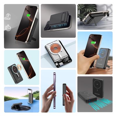 8. Powerbank Wozinsky WLWP-10KA0Y3S 22,5W PD Qi2 10000 mAh, mit Ständer, 1x USB-A, 1x USB-C - schwarz