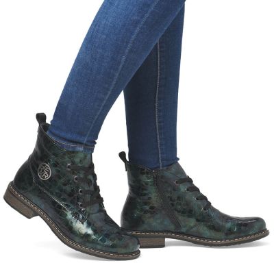 24. Damen-Lackstiefeletten in grüner Kroko-Optik Rieker 71205-90