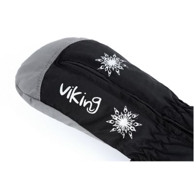4. Viking Starlet Ski Kids Winterhandschuhe mit Schneeflockenmotiv, schwarz (125/15/5195/09)