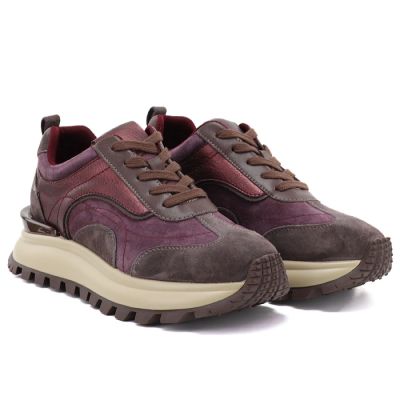8. Leder-Plateau-Sneaker, burgunderrot, Artiker 59C0009
