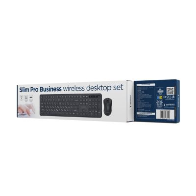 5. GEMBIRD Kabelloses Slim Pro Business-Schreibtisch-Tastatur- und Maus-Set, Schwarz, Russisches Layout