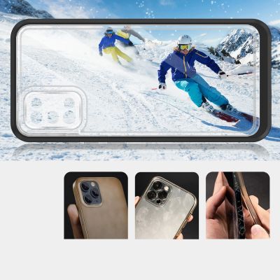 3. Klare 3in1 Hülle für Samsung Galaxy A03s (166) Rahmen Gel Cover schwarz