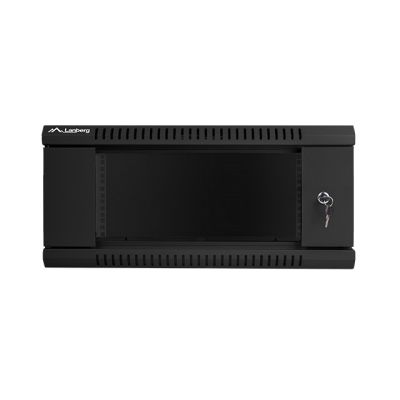 4. Lanberg WF01-6404-10B einteiliger Schrank (4 HE; 280 mm / 600 mm / 450 mm; Wandmontage; Glas; 19 Zoll; schwarz)