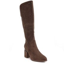 Braune Damen-Stiefeletten mit Lochmuster und hohem Absatz, S.Barski HY62-8122