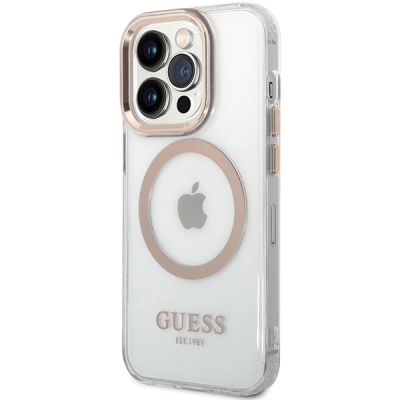 2. Guess Metal Outline Magsafe Hülle für iPhone 15 / 14 / 13 - Gold