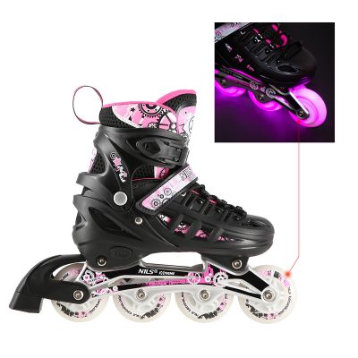 7. NH10905 4in1 PINK LED GRÖSSE S (31-34) ROLLERSCHUHE MIT DIMENSIONALEM HOCKEYBLATT NILS EXTREME