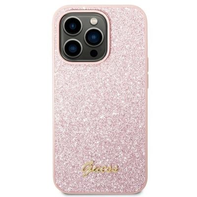 3. Guess Glitter Script Case für iPhone 14 Pro Max - Rosa