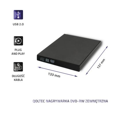3. QOLTEC Externer DVD-RW-Recorder | USB 2.0 | Schwarz