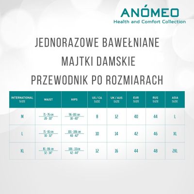 5. EINWEG-DAMENUNTERWÄSCHE ANOMEO (BAUMWOLLE) XL – 6 STK.