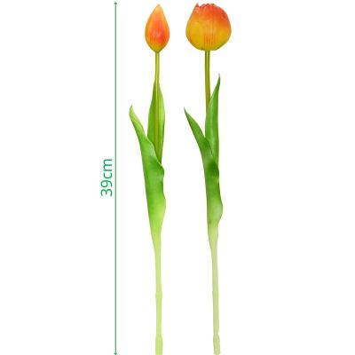 12. Strauß aus 5 orangefarbenen Pfingstrosen-Tulpen, 39 cm, naturgetreue Frühlingsdekoration