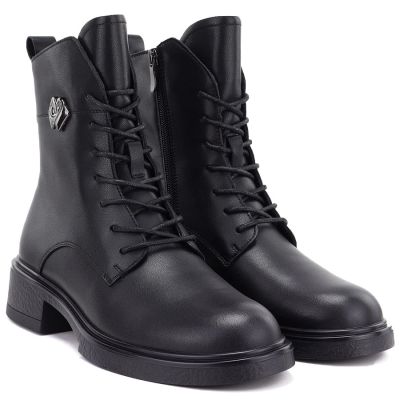 8. Schwarze Damen-Ankle-Boots aus Leder, D&A S.Barski MK62-7014