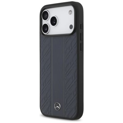 2. Mercedes Leather Laurel Leaves Stripes MagSafe Case für iPhone 17 Pro Max - Blau
