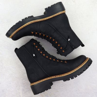 4. Damen-Winterstiefel im Worker-Stil, schwarz, Rieker 72653-00