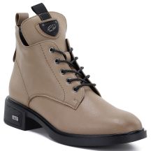 Damen-Lederstiefeletten mit Absatz in Beige Vinceza 133145