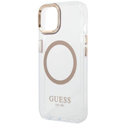 6. Guess GUHMP14SHTRMD iPhone 14 6.1 "Gold / Gold Hartschalenetui Metal Outline Magsafe